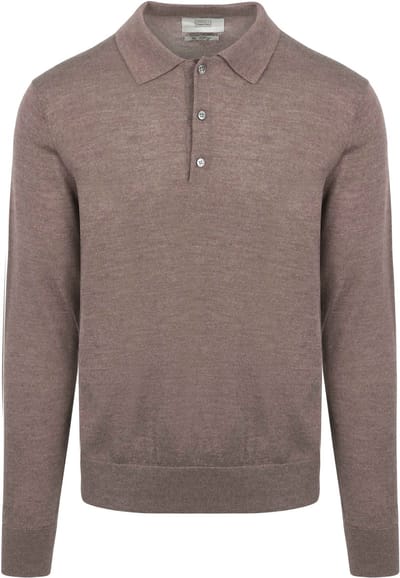 King Essentials The Robert Long Sleeve Poloshirt Merino Bruin - Maat XL - Heren - Pullovers
