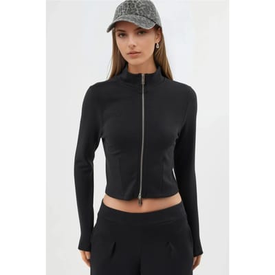 Fitted Gebreide Jas met Ritsluiting
