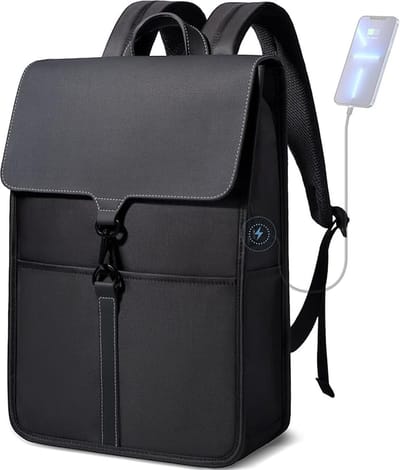 Rugzak voor dames en heren, pc-rugzak, waterdicht, casual, elegant, voor computer, school, reizen, werk, winkelen, zwart, Grijs, L