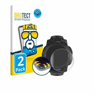 BROTECT - Screenprotector voor Garmin Instinct 3 Solar Tactical Edition (45 mm) - Folie Beschermfolie transparant volledig dekking - 2 Stuks