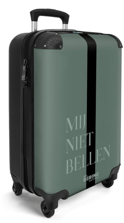 NoBoringSuitcases.com® - Handbagage koffer lichtgewicht - Reiskoffer trolley - Groen - Mij niet bellen - Reis rolkoffer met wieltjes - Cabin koffertje klein - Carryon valies - Harde bagagekoffer - Past binnen 55x40x20 en 55x35x25