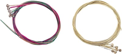 2 sets van roestvrije en slijtvast gitaar snaren voor akoestische gitaren, vervangingssnaren van roestvrij staal (messing + multicolor)
