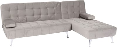 Slaapbank MCW-K22, bank hoekbank, ligvlak links/rechts slaapfunctie 236cm ~ fluweelgrijs