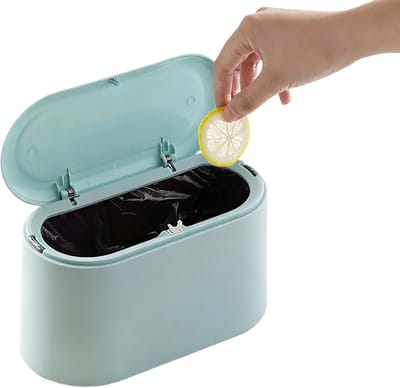 Mini Prullenbak - Auto prullenbak- Prullenbakje met Sensor - Aanrecht Afvalbakje - Desktop - Kantoor Prullenbakken- Tafelafvalemmer -11*13*22cm- Plastic vuilnisemmer - Badkamer Afvalbakje - Recycle Afvalbak-lichtblauw