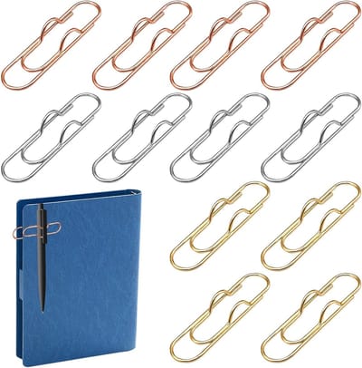 Metalen pennenclips - 12 stuks decoratieve clips voor notitieboeken, multifunctionele bladwijzers en kaarthouders voor een georganiseerde werkplek