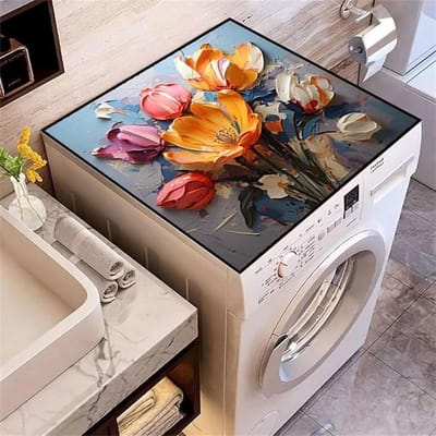 Wasmachine Topbeschermer - Drogerhoes - Apparaten Beschermen - Snel Absorberend - 60 x 60 cm - Bloemenpatroon
