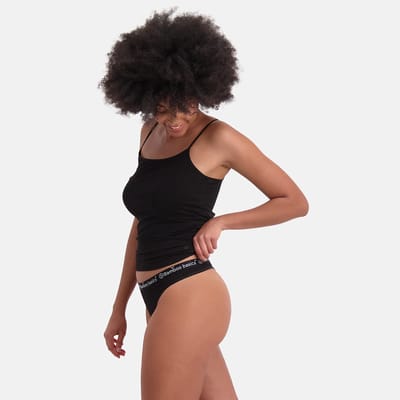 Bamboo Basics Strings Emma - Bamboe String Dames Zwart - 3-pack - Maat XXL - Bamboe Ondergoed Dames