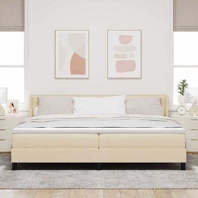 vidaXL - Boxspring - bed - met - hoofdeinde - Crème - 200 - x - 200 - cm - Stof