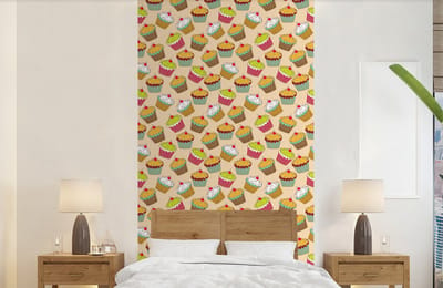 Behang - Fotobehang Patronen - Eten - Cupcake - Breedte 120 cm x hoogte 240 cm