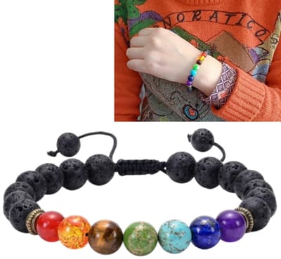 1 stuk - Armband van natuurlijk lavasteen - 8 mm, luxueus en veelzijdig - Yoga armband - Armband voor stellen - 19 cm - Geschikt voor mannen en vrouwen, voor dagelijks gebruik, als casual accessoire - Zwart, verkrijgbaar in diverse kleuren