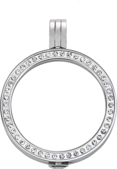 Quiges - Munthouder 33mm RVS met Zirkonia Zilverkleurig - ERH006