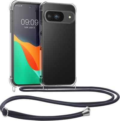 kwmobile telefoonhoesje geschikt voor Google Pixel 9 / Pixel 9 Pro - Hoesje met telefoonkoord - Back cover in grijs / transparant