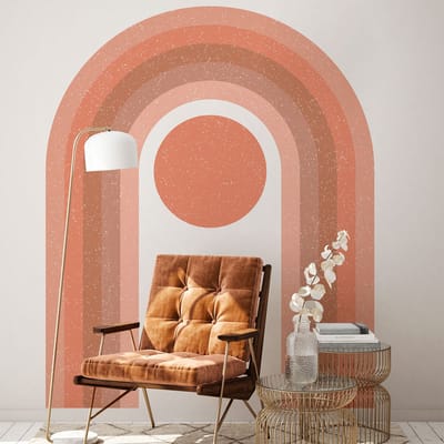 Vooraf gelijmd vliesbehang met gigantische muurschilderingen - ROZE REGENBOOGBOOG - 143x90cm