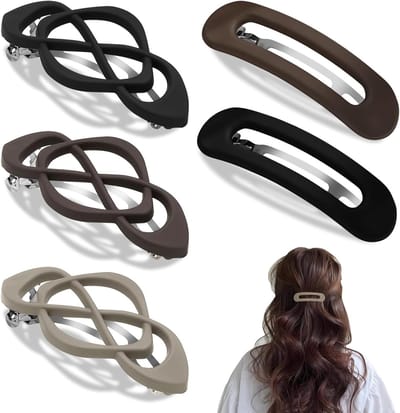 Vijf Stuks Platte Haarspelden voor Dikker en Dunner Haar | Lichtgewicht Plastic Haarclips | Antislip Ontwerp met Sterke Grip voor Comfortabel Gebruik tijdens Autorijden, Dagelijks en Yoga