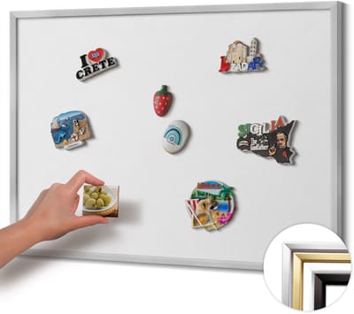 Wallfluent - Wit Magneetbord in Stijlvolle Kleuren - 80 cm x 60 cm - Magneetbord met Zilveren Frame - Kleur wit - Magnetisch Wandbord - Memobord Magnetisch - Magnetisch Bord Kindvriendelijk