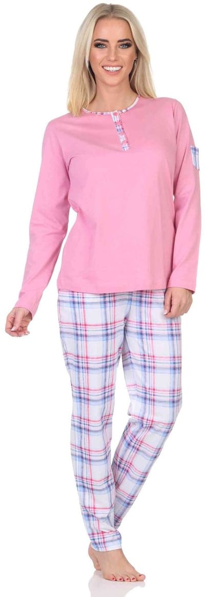 Normann damespyjama met geruite jersey pyjamabroek - ook in grote maten