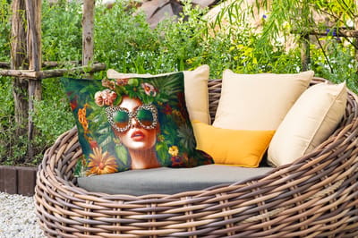 Buitenkussens - Tuin - Vrouw - Panterprint - Jungle - Natuur - Luxe - 50x30 cm
