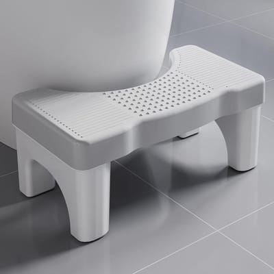 Toiletkruk - Poepkruk Hurken - Ontlasten Verbeteren - Antislip Ontwerp - 14-16 inch toiletten - Grijs Wit