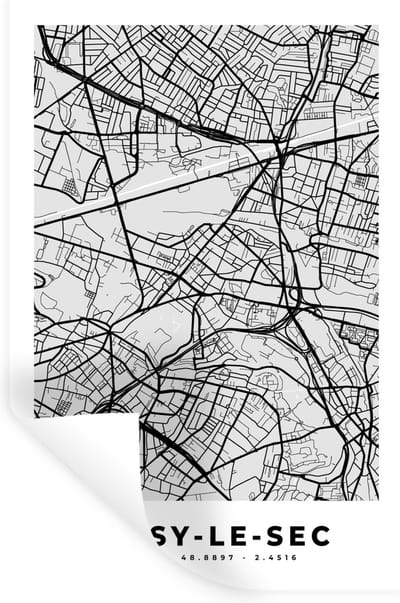 Muurstickers - Sticker Folie - Frankrijk - Plattegrond - Kaart - Noisy-le-Sec - Stadskaart - 20x30 cm - Plakfolie - Muurstickers Kinderkamer - Zelfklevend Behang - Zelfklevend behangpapier - Stickerfolie