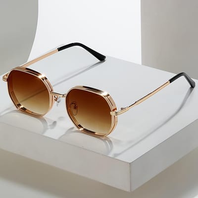 Haute Qualité Haute Qualité Style Punk Métallique Nouveau Européen et Américain Hexagonal Élégant Lunettes de Soleil pour Hommes et Femmes