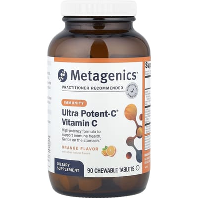 Metagenics, Ultra Potent-C® Vitamine C, Sinaasappel, 90 Kauwtabletten