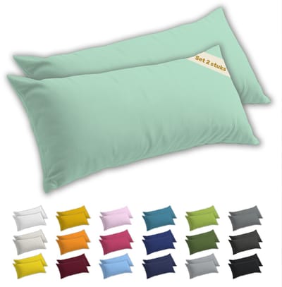 Lavea® Zijslaapkussenslopen 40x145 cm Set van 2 – Kussenhoezen van 100% Zachte en Ademende Jersey Katoen met YKK Ritssluiting – Eucalyptusgroen