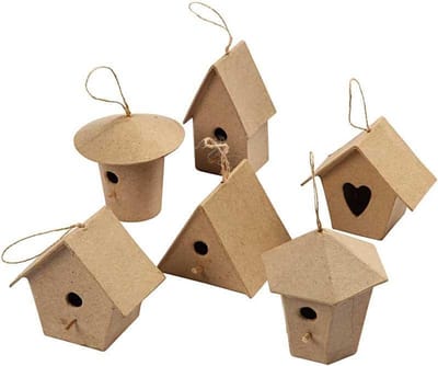 Mini Vogelhuisjes, H: 7 cm, 6 stuk/ 1 doos
