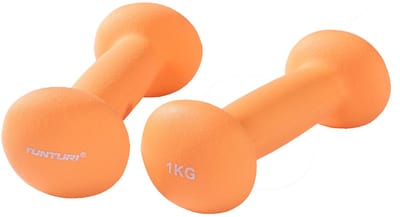 Tunturi Dumbbell set - 2 x 1,0 kg - Neopreen - Fluor Oranje - Incl. gratis fitness app