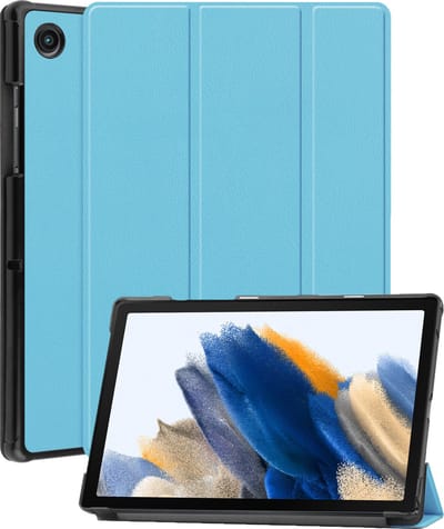 Hoesje - Geschikt voor Samsung Galaxy Tab A8 - Dun & Stevig - Hardcover Book Case - Trifold Bookcase Hoes - Hard Cover - Tablethoes - Lichtblauw