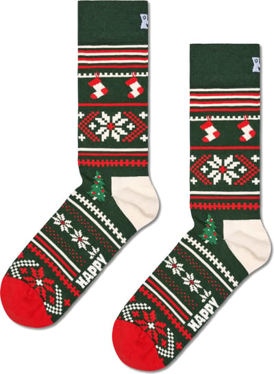 Happy Socks Christmas Sweater Sock - unisex sokken - donkergroen - Unisex - Maat: 36 - 40