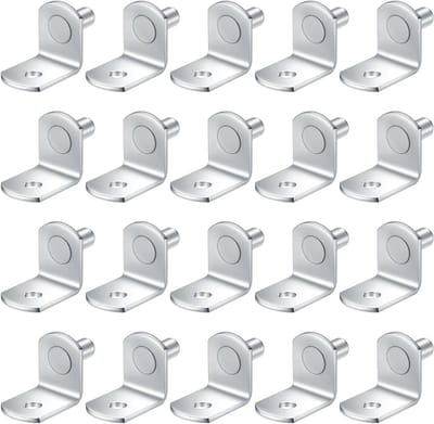 L-vormige metalen planksteunen 20 stuks, 5mm, roestvrij staal, zilver, gepolijst afwerking