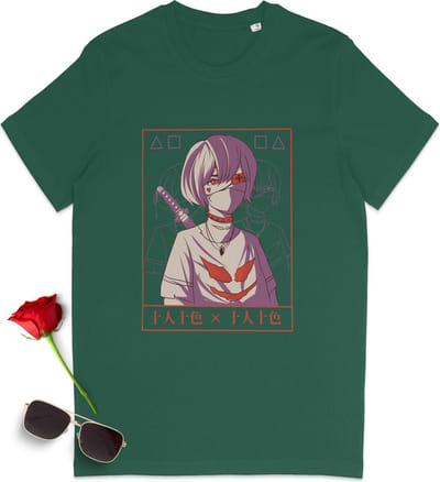 T Shirt Heren en Dames - Japan Anime - Groen - Maat S