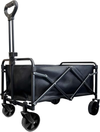 Stevige opvouwbare handkar 83x50x70cm draagvermogen 150kg multifunctionele opvouwbare trolley met verstelbare handgreep en afneembare waterdichte hoes draagbare opvouwbare trolley geschikt voor boodschappen strand kamperen Zwart