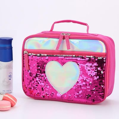 Hoge Kwaliteit Mode Waterbestendig Omkeerbare Pailletten Geïsoleerd Kinderen Meisjes Jongen Lunchbox Glitter Draagtas Koeltas Picknick Pouch voor Eten Praktisch Gebruik s