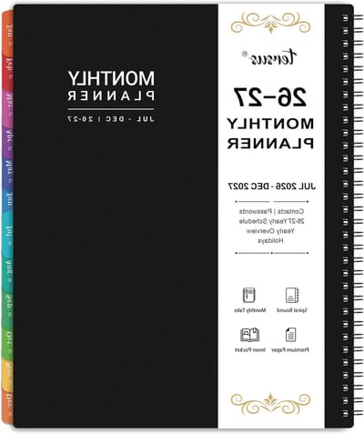Agenda 2025 - Maandplanner - Planning Maken - Waterdichte Omslag - 22.6 x 28.1 cm - Zwart