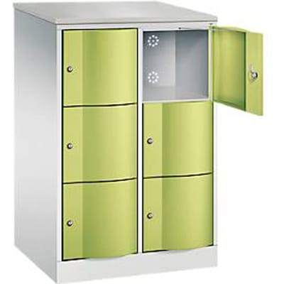 C+P Resisto lockerkast, 2 vakken, 6 vakken, B 772 x D 640 x H 1255 mm, lichtgrijs/kleedgroen