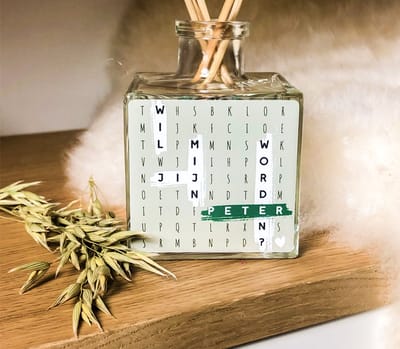 Geurstokjes - Geurverspreider - Peter vragen - Glazen fles 200ml - Gevuld met huisparfum - Wil jij mijn peter zijn - Geschenk - Cadeau peter - Peter worden