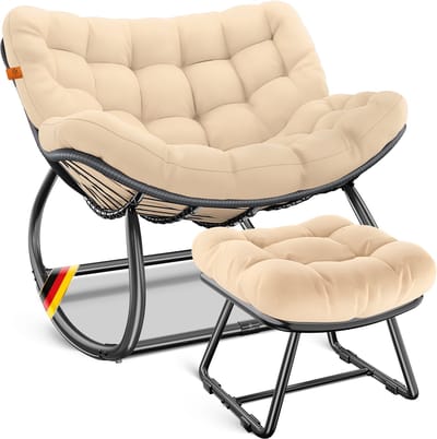 KESSER® Schommelstoel met voetenbankje voor binnen en Buiten - Relaxfauteuil Weerbestendig