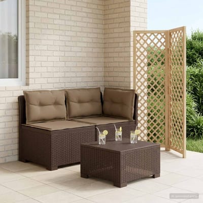 vidaXL - Twee-zits - Tuin - Sofa - met - Kussens - Rieten - Look - 2-zits - PP - Bruin
