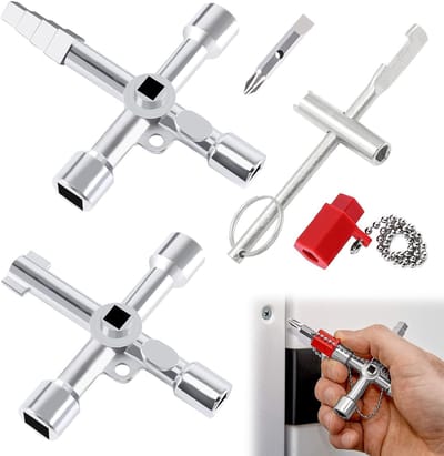Dailygoods - 3 stuks inbussleutel set, vier-in-één binnendriehoek vier hoeksleutelsleutel, universele kruisvormige driehoek sleutel, voor kraan, gasmeter, tappen, ventiel, elektrische kastopening