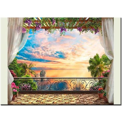 Diy Diamond schilderij Cross Stitch Diamond Borduren zee Scape tuin 20X30CM beige