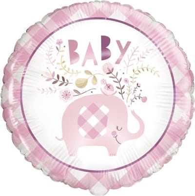 Helium Ballon Baby Olifant Roze 45cm leeg