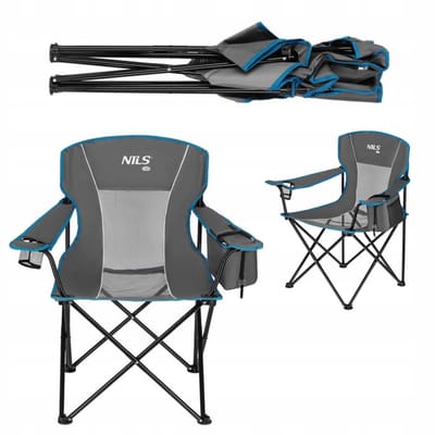 NILS CAMP Campingstoel met bekerhouder en netvak - Grijs