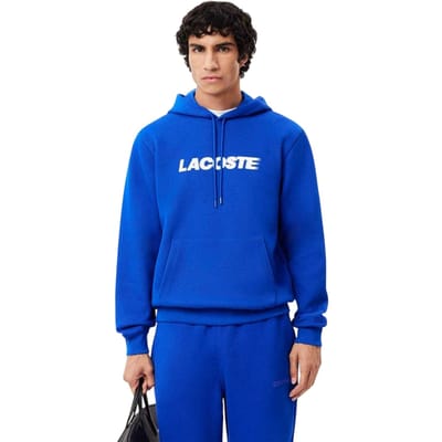 Lacoste Heren-hoodie van dubbelzijdig katoenpiqué (Blauw)