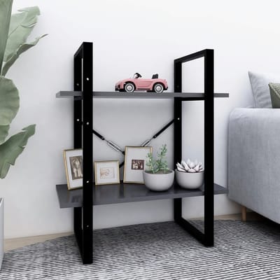 vidaXL - Boekenkast - met - 2 - schappen - 60x30x70 - cm - bewerkt - hout - grijs