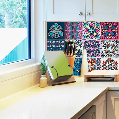 Zelfklevende muurtegelstickers voor keuken en badkamer - 12 cementtegelstickers, Australische stijl - 12 stickers, 15x15cm