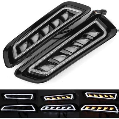 2 pièces Feux de jour LED Lampe de signalisation 3 couleurs Convient pour Ford F150 17 19 gray