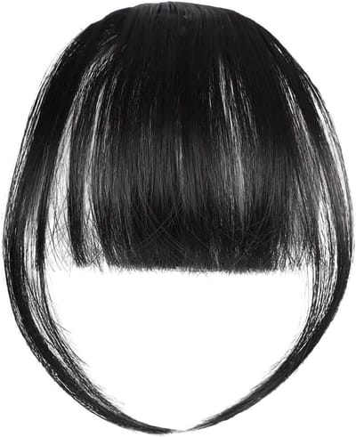 Chemische Vezel Haarclip voor Inslag, Clip-in Haarextensions voor Bangs, Krullende Bangs Clip en Tempel Haarstukken voor Dames (Zwart)