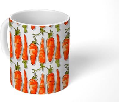 Mok - Koffiemok - Wortel - Groenten - Patronen - Mokken - 350 ML - Beker - Koffiemokken - Theemok