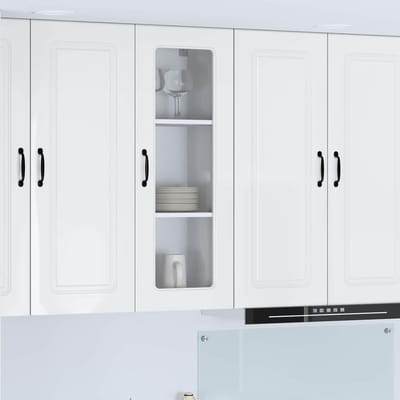 Keukenkast Hoogglans - Hangende Opbergkast - Keuken Organiseren - Drie Verstelbare Planken - 40x31x100 cm - Wit